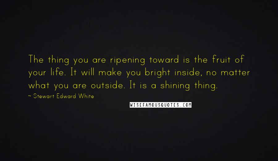Stewart Edward White Quotes: The thing you are ripening toward is the fruit of your life. It will make you bright inside, no matter what you are outside. It is a shining thing.
