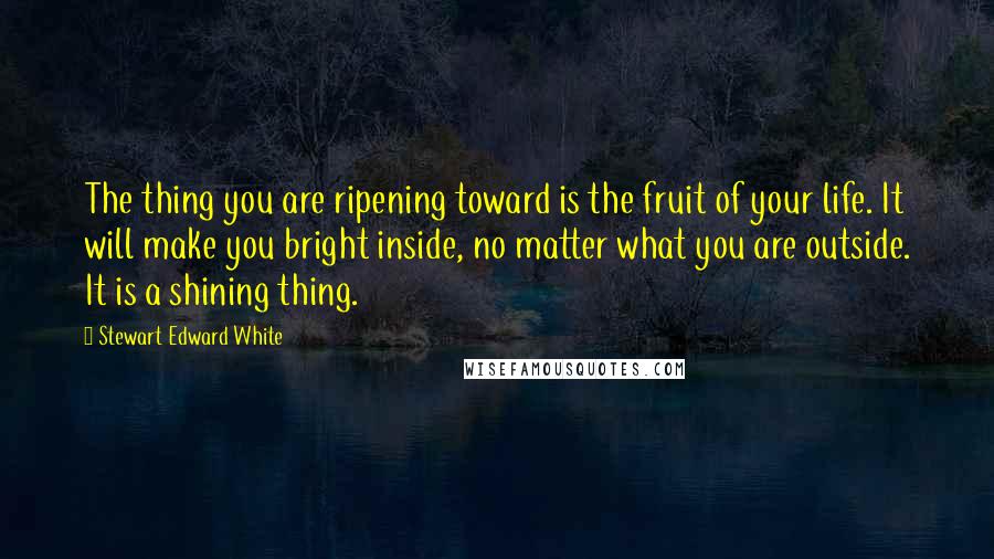 Stewart Edward White Quotes: The thing you are ripening toward is the fruit of your life. It will make you bright inside, no matter what you are outside. It is a shining thing.