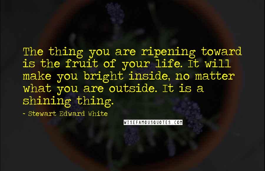 Stewart Edward White Quotes: The thing you are ripening toward is the fruit of your life. It will make you bright inside, no matter what you are outside. It is a shining thing.