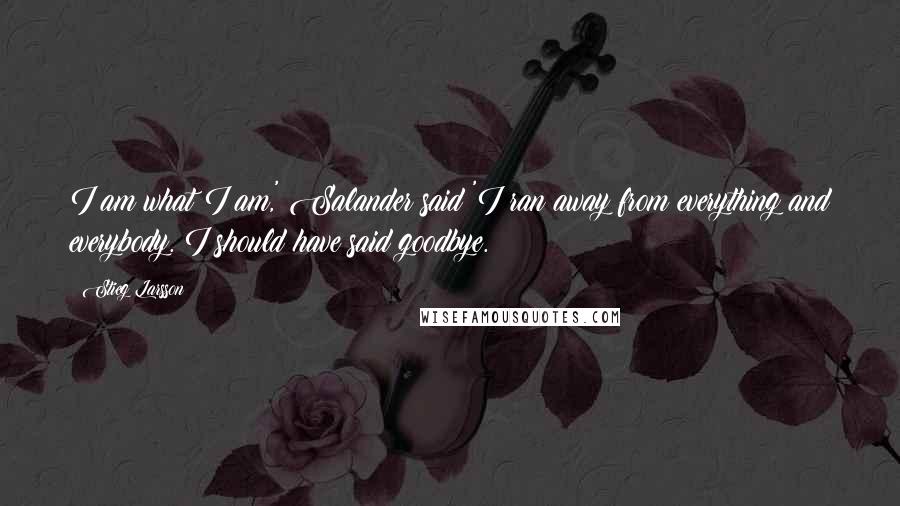 Stieg Larsson Quotes: I am what I am,' Salander said 'I ran away from everything and everybody. I should have said goodbye.