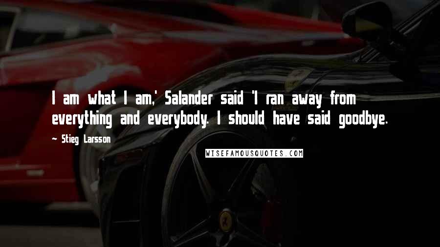 Stieg Larsson Quotes: I am what I am,' Salander said 'I ran away from everything and everybody. I should have said goodbye.