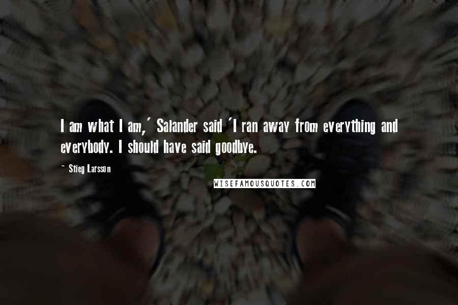 Stieg Larsson Quotes: I am what I am,' Salander said 'I ran away from everything and everybody. I should have said goodbye.