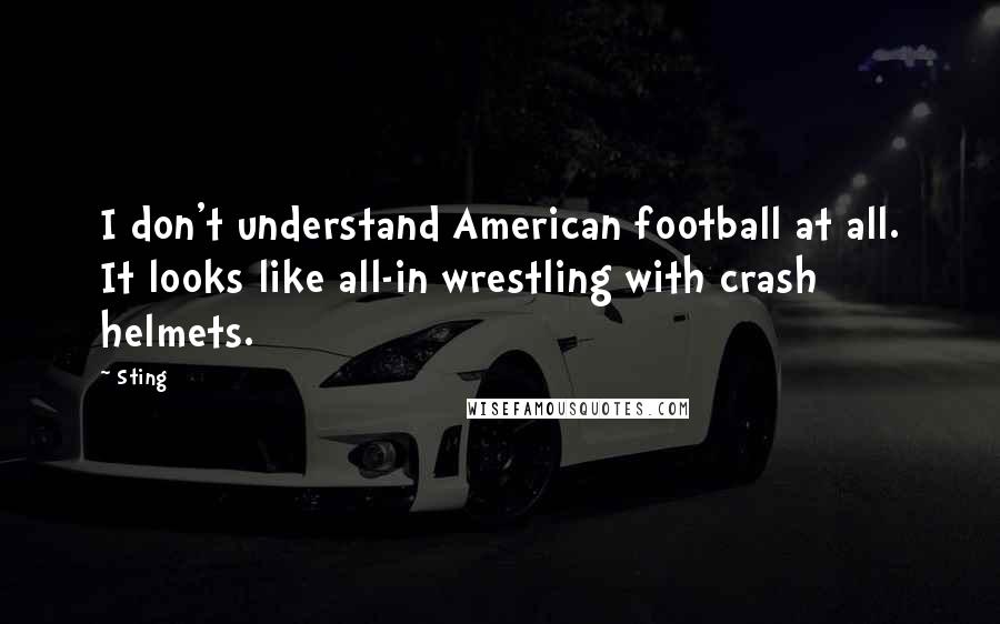 Sting Quotes: I don't understand American football at all. It looks like all-in wrestling with crash helmets.