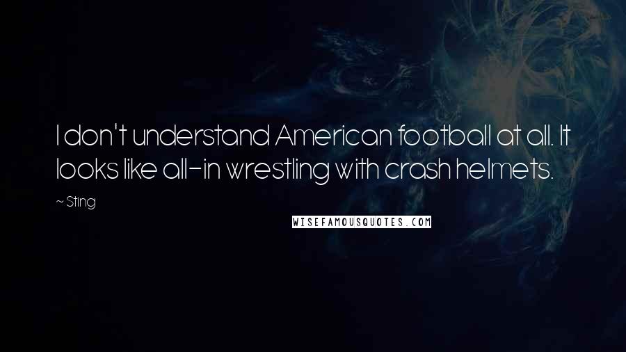 Sting Quotes: I don't understand American football at all. It looks like all-in wrestling with crash helmets.