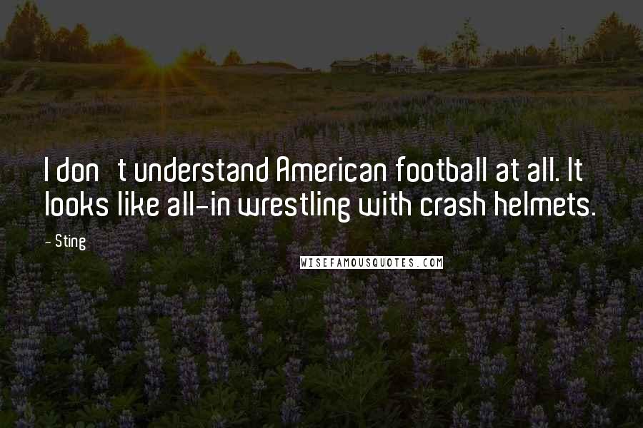 Sting Quotes: I don't understand American football at all. It looks like all-in wrestling with crash helmets.
