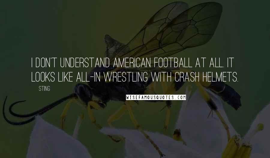 Sting Quotes: I don't understand American football at all. It looks like all-in wrestling with crash helmets.