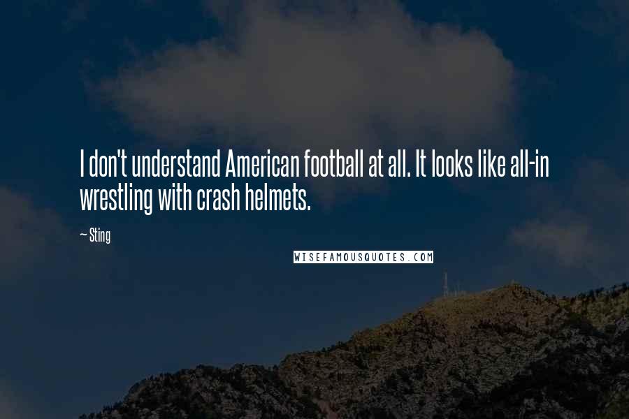 Sting Quotes: I don't understand American football at all. It looks like all-in wrestling with crash helmets.