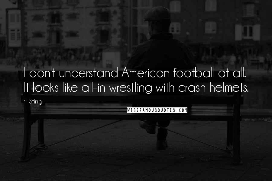 Sting Quotes: I don't understand American football at all. It looks like all-in wrestling with crash helmets.