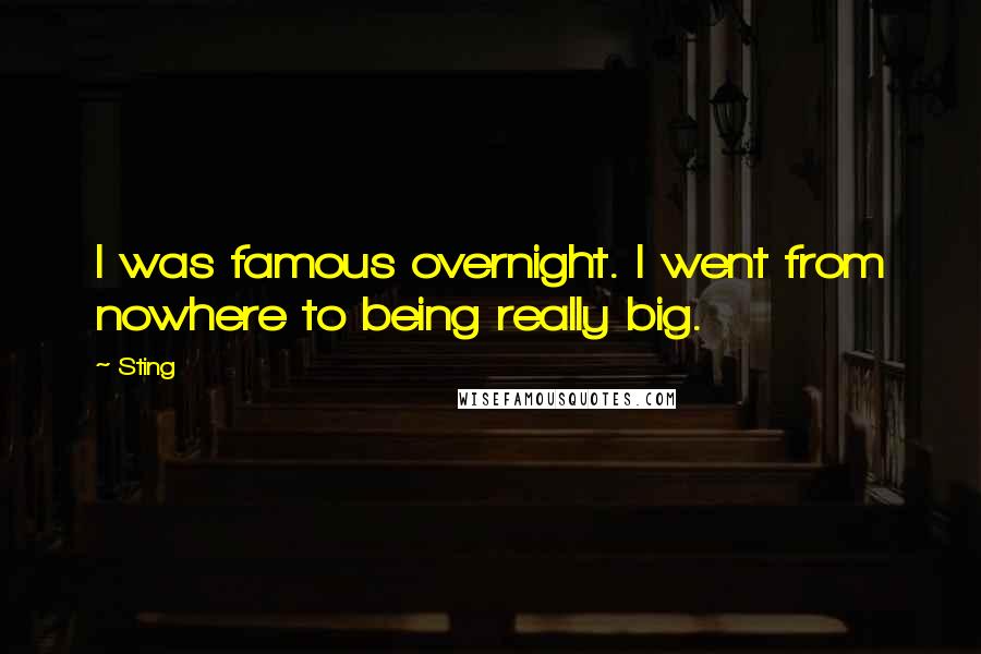 Sting Quotes: I was famous overnight. I went from nowhere to being really big.