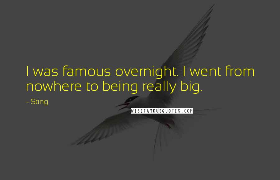 Sting Quotes: I was famous overnight. I went from nowhere to being really big.