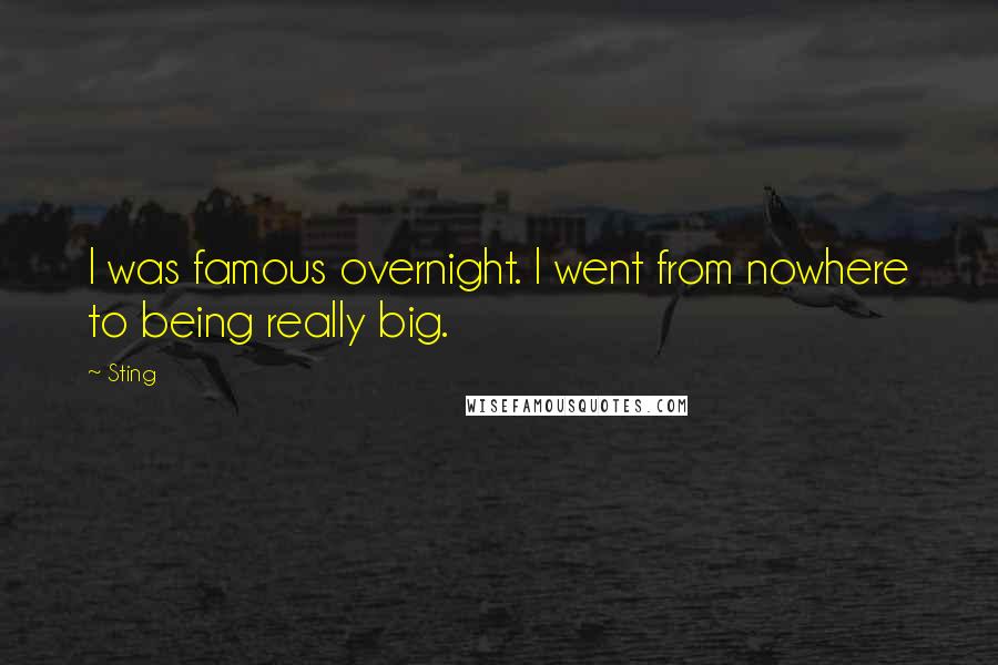 Sting Quotes: I was famous overnight. I went from nowhere to being really big.