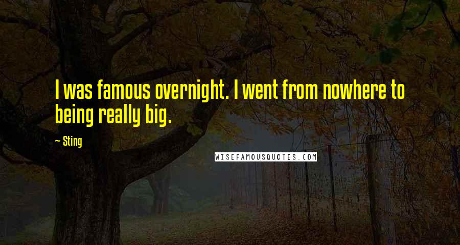 Sting Quotes: I was famous overnight. I went from nowhere to being really big.