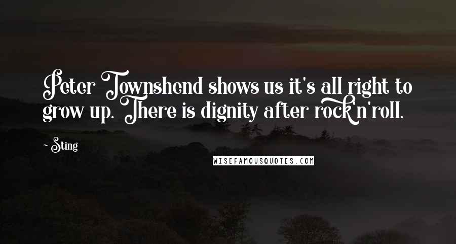 Sting Quotes: Peter Townshend shows us it's all right to grow up. There is dignity after rock'n'roll.