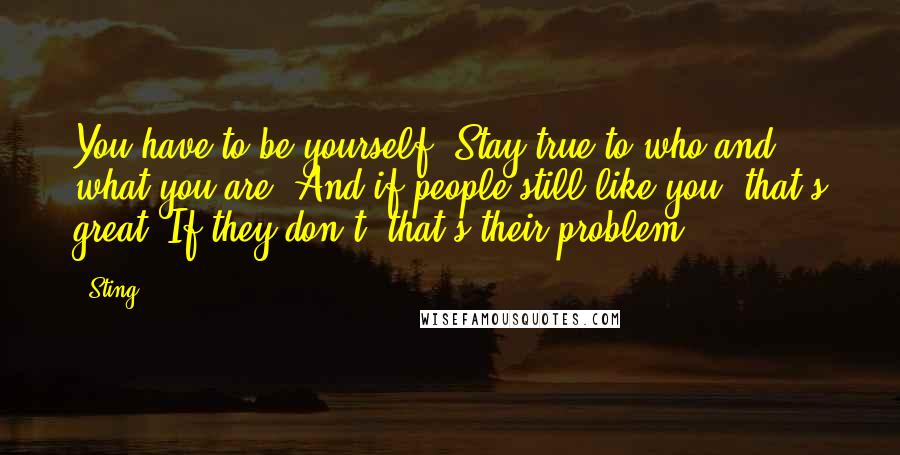 Sting Quotes: You have to be yourself. Stay true to who and what you are. And if people still like you, that's great! If they don't, that's their problem.