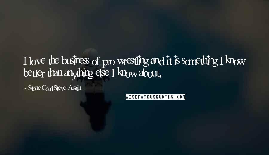 Stone Cold Steve Austin Quotes: I love the business of pro wrestling and it is something I know better than anything else I know about.