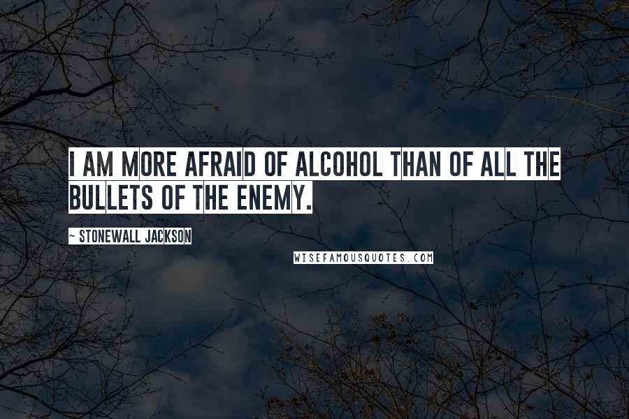 Stonewall Jackson Quotes: I am more afraid of alcohol than of all the bullets of the enemy.