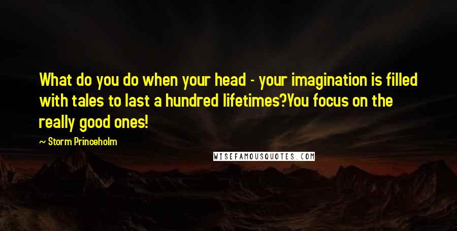 Storm Princeholm Quotes: What do you do when your head - your imagination is filled with tales to last a hundred lifetimes?You focus on the really good ones!