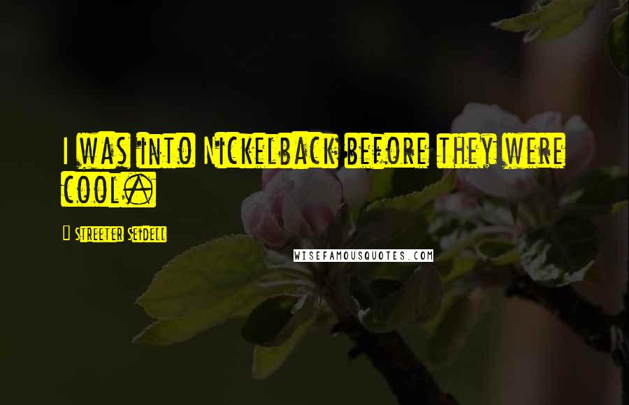 Streeter Seidell Quotes: I was into Nickelback before they were cool.
