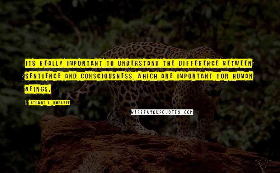 Stuart J. Russell Quotes: Its really important to understand the difference between sentience and consciousness, which are important for human beings.