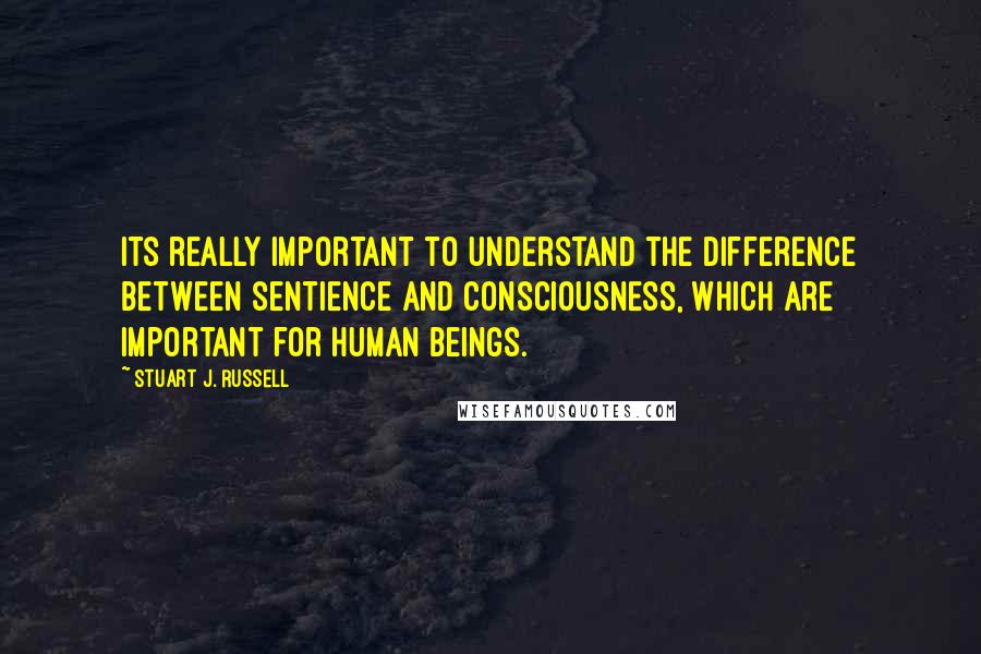 Stuart J. Russell Quotes: Its really important to understand the difference between sentience and consciousness, which are important for human beings.