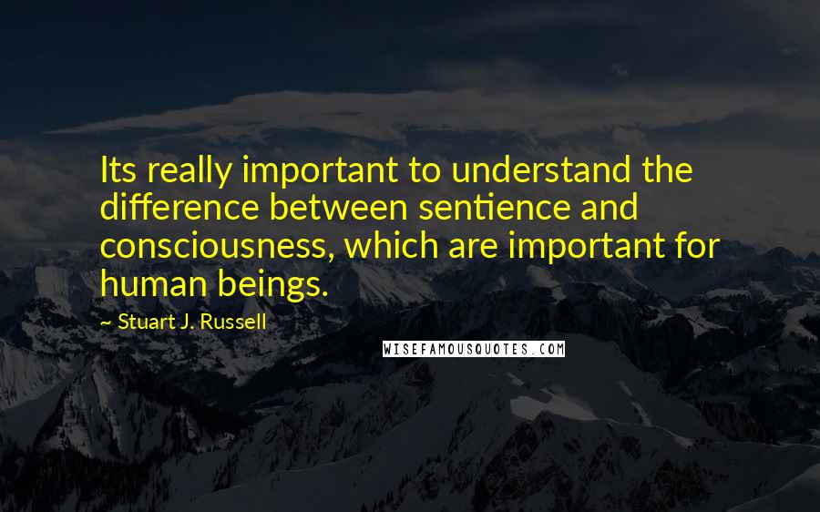Stuart J. Russell Quotes: Its really important to understand the difference between sentience and consciousness, which are important for human beings.