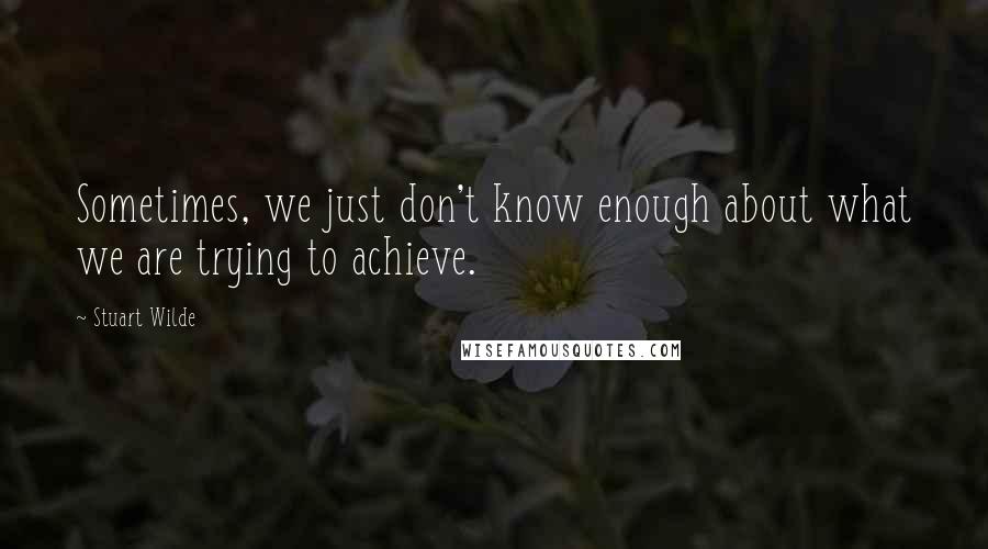 Stuart Wilde Quotes: Sometimes, we just don't know enough about what we are trying to achieve.