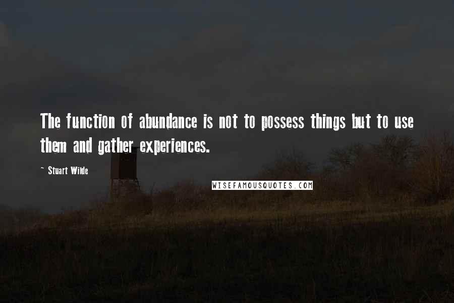 Stuart Wilde Quotes: The function of abundance is not to possess things but to use them and gather experiences.