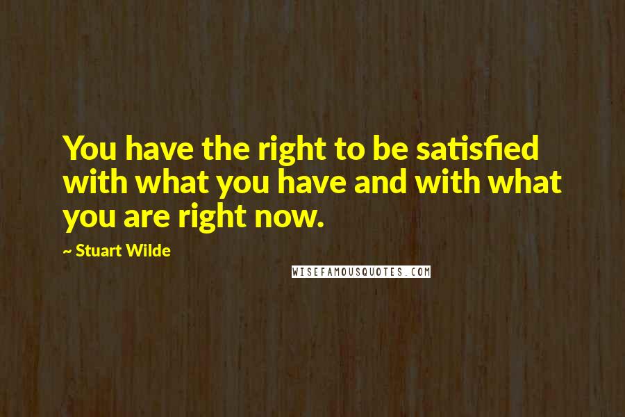 Stuart Wilde Quotes: You have the right to be satisfied with what you have and with what you are right now.