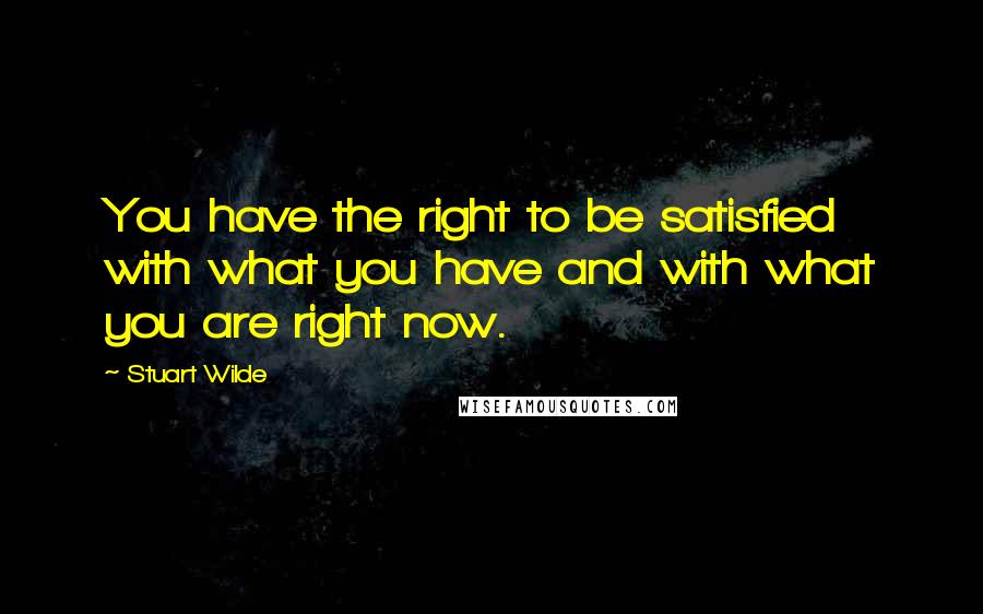 Stuart Wilde Quotes: You have the right to be satisfied with what you have and with what you are right now.