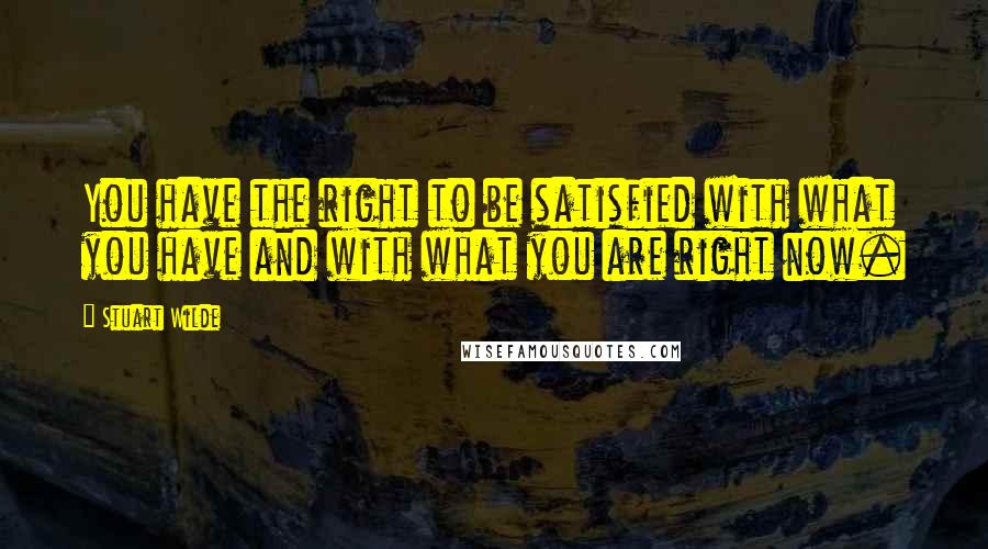 Stuart Wilde Quotes: You have the right to be satisfied with what you have and with what you are right now.