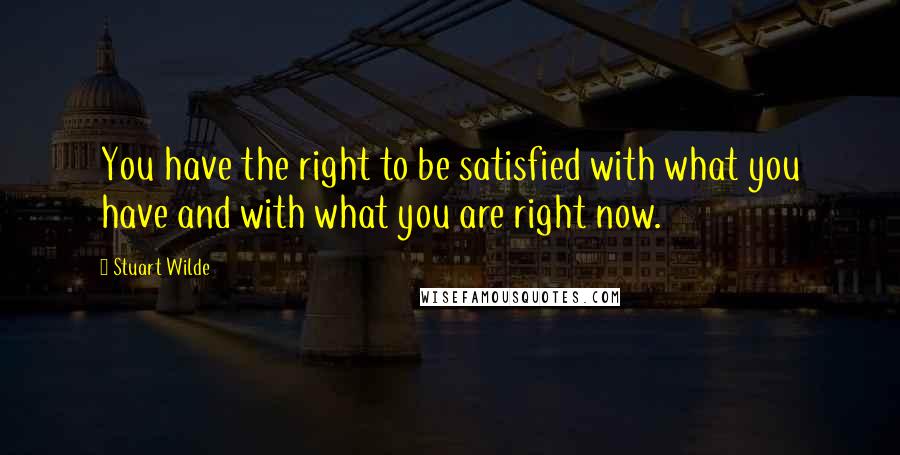 Stuart Wilde Quotes: You have the right to be satisfied with what you have and with what you are right now.