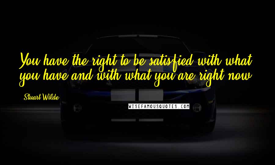 Stuart Wilde Quotes: You have the right to be satisfied with what you have and with what you are right now.