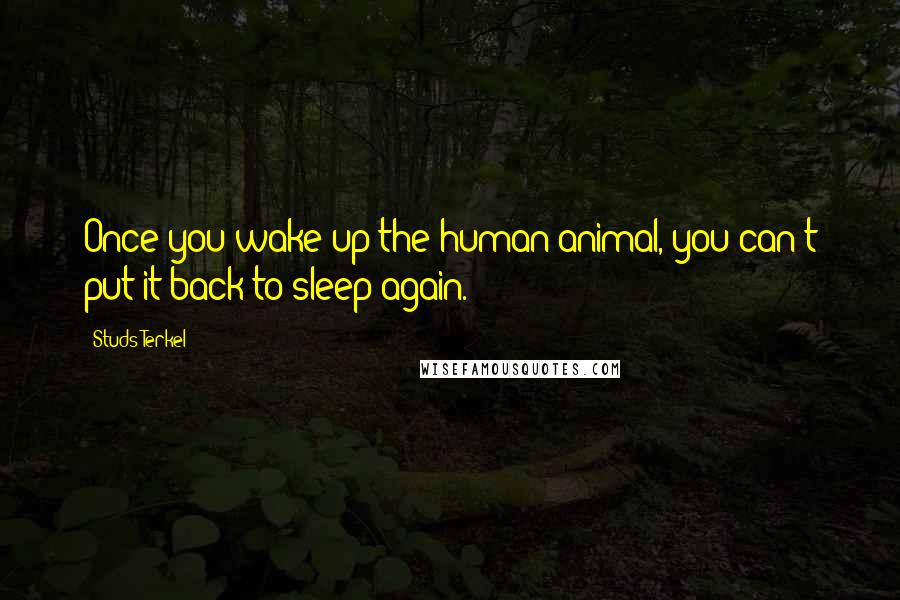 Studs Terkel Quotes: Once you wake up the human animal, you can't put it back to sleep again.