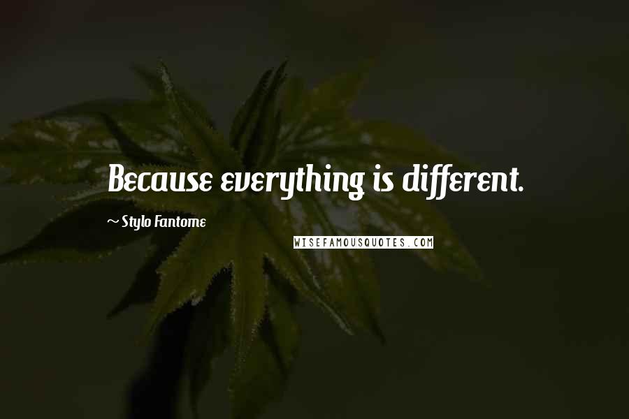 Stylo Fantome Quotes: Because everything is different.