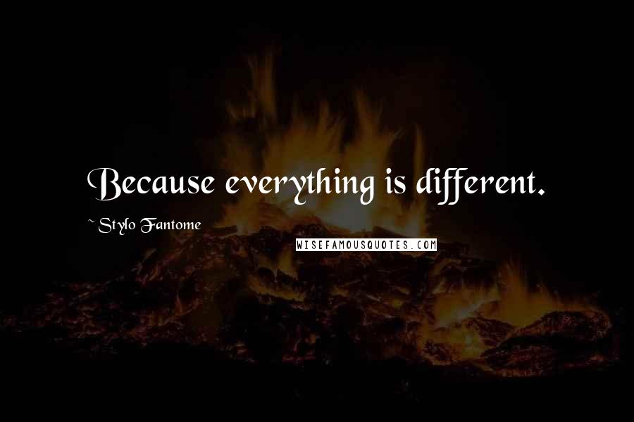 Stylo Fantome Quotes: Because everything is different.