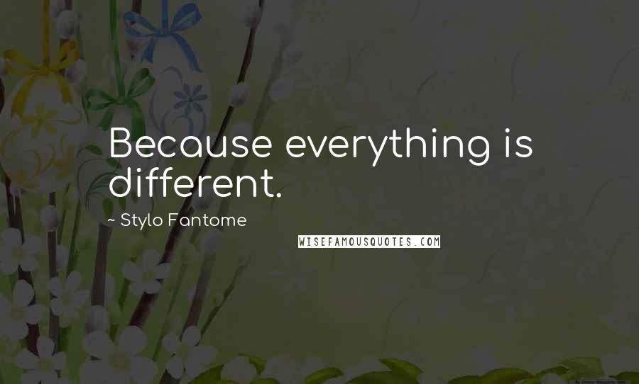 Stylo Fantome Quotes: Because everything is different.