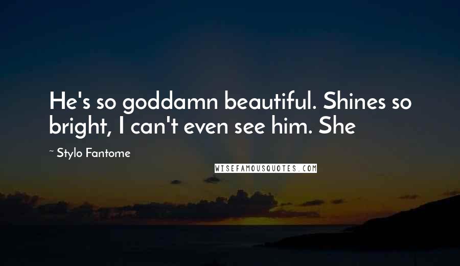 Stylo Fantome Quotes: He's so goddamn beautiful. Shines so bright, I can't even see him. She