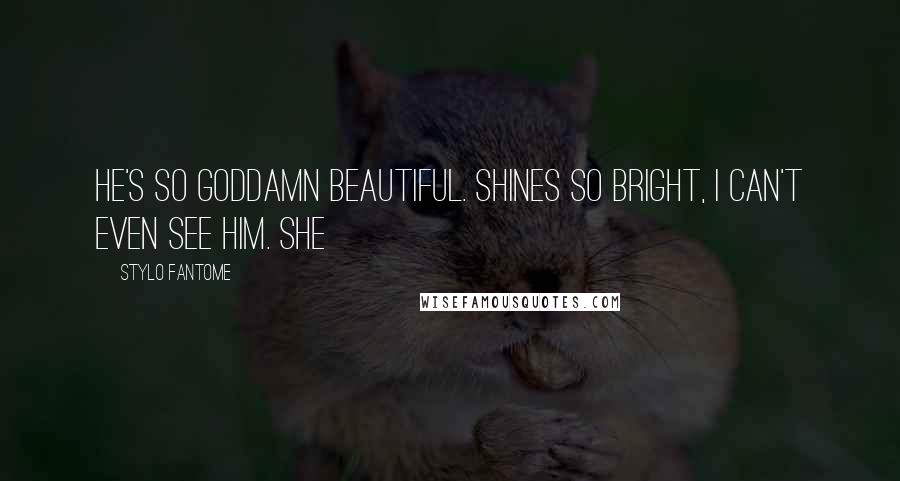 Stylo Fantome Quotes: He's so goddamn beautiful. Shines so bright, I can't even see him. She