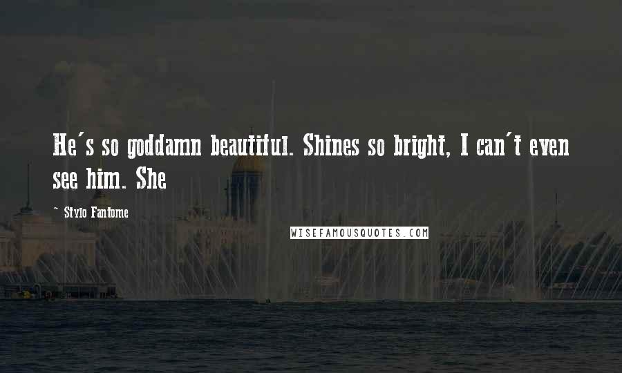 Stylo Fantome Quotes: He's so goddamn beautiful. Shines so bright, I can't even see him. She