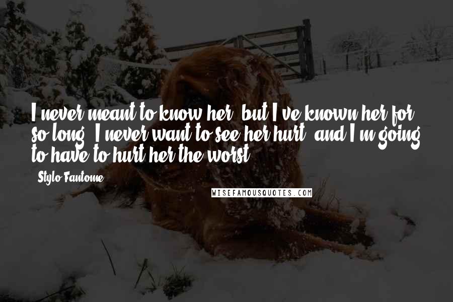 Stylo Fantome Quotes: I never meant to know her, but I've known her for so long. I never want to see her hurt, and I'm going to have to hurt her the worst.