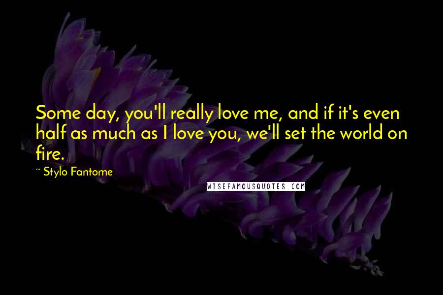 Stylo Fantome Quotes: Some day, you'll really love me, and if it's even half as much as I love you, we'll set the world on fire.