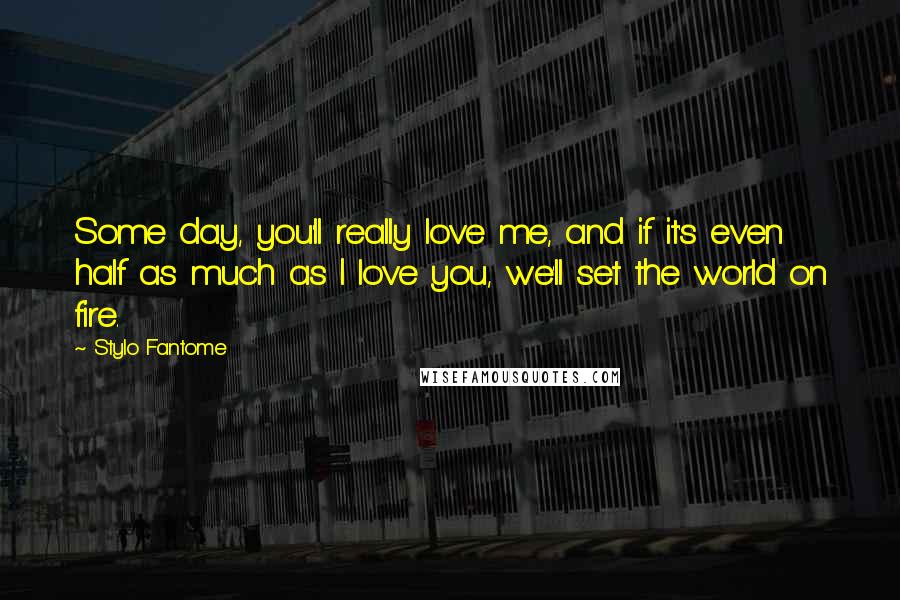 Stylo Fantome Quotes: Some day, you'll really love me, and if it's even half as much as I love you, we'll set the world on fire.