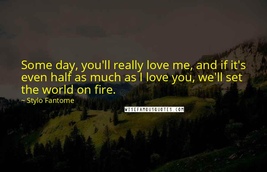 Stylo Fantome Quotes: Some day, you'll really love me, and if it's even half as much as I love you, we'll set the world on fire.