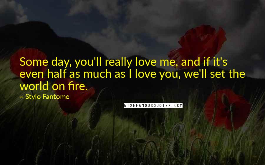 Stylo Fantome Quotes: Some day, you'll really love me, and if it's even half as much as I love you, we'll set the world on fire.