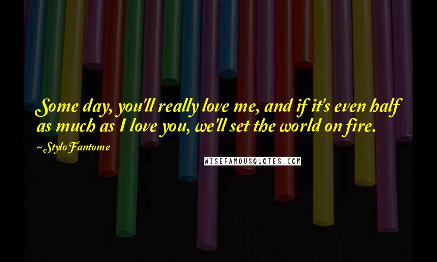 Stylo Fantome Quotes: Some day, you'll really love me, and if it's even half as much as I love you, we'll set the world on fire.