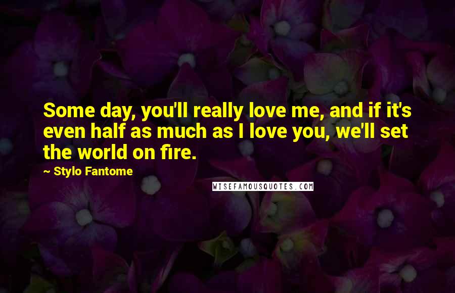 Stylo Fantome Quotes: Some day, you'll really love me, and if it's even half as much as I love you, we'll set the world on fire.