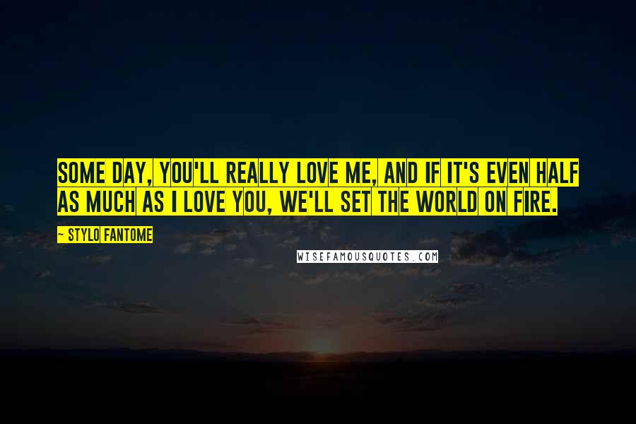 Stylo Fantome Quotes: Some day, you'll really love me, and if it's even half as much as I love you, we'll set the world on fire.