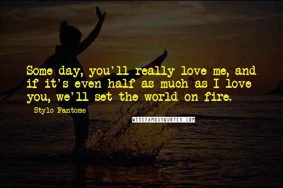 Stylo Fantome Quotes: Some day, you'll really love me, and if it's even half as much as I love you, we'll set the world on fire.