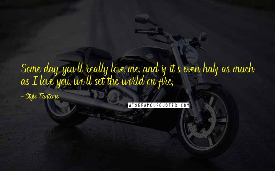 Stylo Fantome Quotes: Some day, you'll really love me, and if it's even half as much as I love you, we'll set the world on fire.