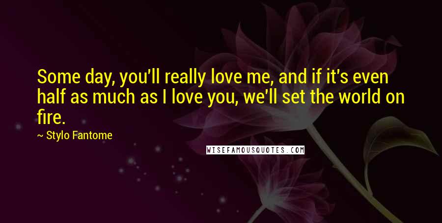 Stylo Fantome Quotes: Some day, you'll really love me, and if it's even half as much as I love you, we'll set the world on fire.